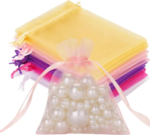 Miniatura 25 de joycraft 50 bolsas de organza amarillo limón – 2.7 x 3.5 pulgadas, bolsa de malla transparente para joyas, pequeña bolsa de favor de fiesta