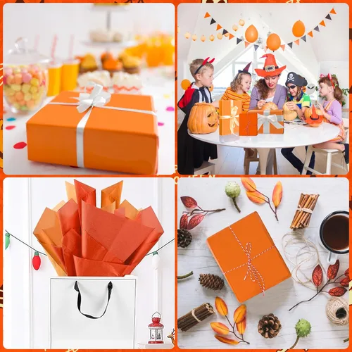Miniatura 3 de 30 hojas de papel de seda naranja para embalaje, bolsas de regalo, decoración, papel de regalo a granel para bodas, cumpleaños, proyectos DIY