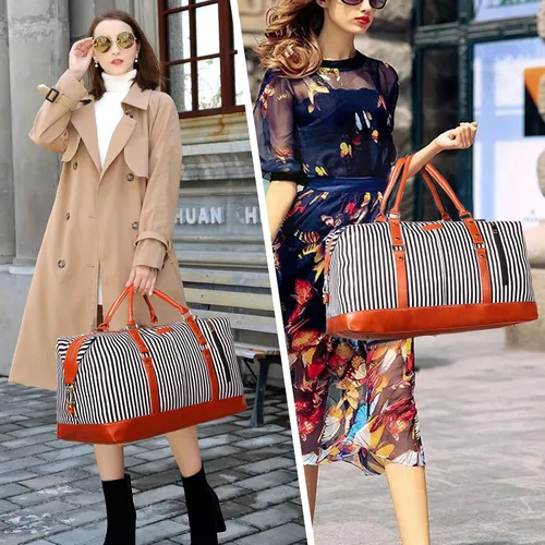 Miniatura 13 de Oflamn Bolsa de fin de semana para mujer, bolsa de lona para la noche, bolsa de viaje grande, bolsa de viaje con compartimento para zapatos, juego
