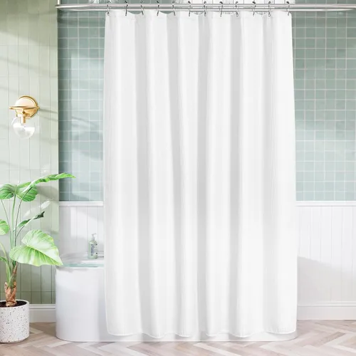 Miniatura 2 de AmazerBath - Cortina de ducha extralarga de 96 pulgadas, cortina de ducha de nido de abeja blanca extralarga, cortinas de ducha de tela para baño