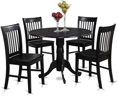 Miniatura 16 de East West Furniture DLNO3-BCH-W Juego de mesa de comedor de 3 piezas contiene una mesa de comedor redonda con gotas y 2 sillas de asiento de madera