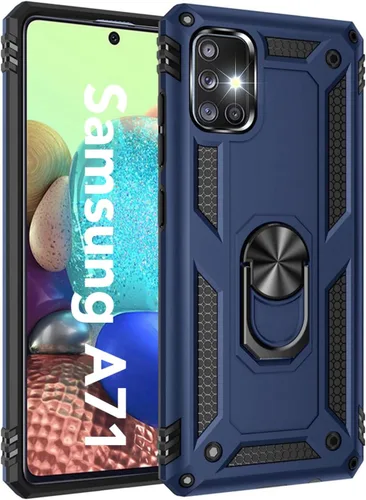 Miniatura 6 de Funda para Galaxy A71 5G, grado militar, resistente, de doble capa, cuerpo completo, a prueba de golpes, protección de cámara con anillo atril Negro