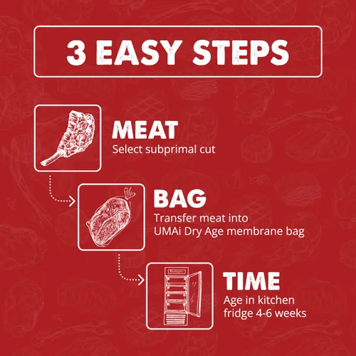 Miniatura 6 de Bolsas de envejecimiento seco UMAi Dry para filetes, paquete de 3, bolsas de envejecimiento seco para carne, filete ribeye y solomillo hasta 12-18