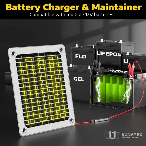Miniatura 5 de SUNAPEX Cargador de batería solar de 5 vatios para coche, 12 voltios, impermeable, alimentado por energía solar, cargador y mantenedor, cargador