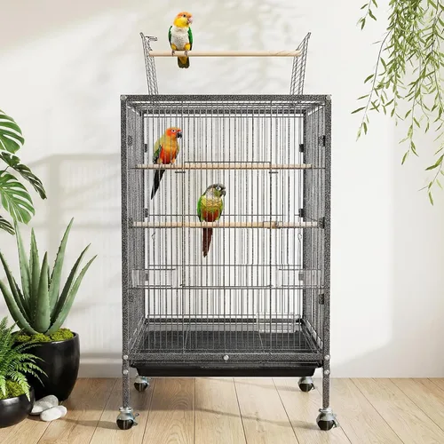 Miniatura 7 de Garvee Jaula para pájaros con parte superior abierta, jaula de metal resistente para pájaros con soporte rodante para periquitos, canarios