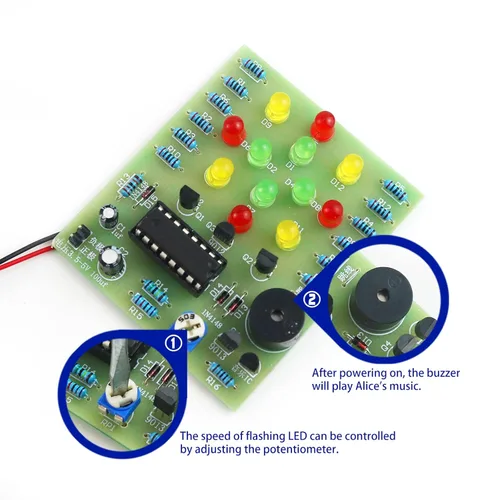 Miniatura 4 de Kit de práctica de soldadura DIY a Alice Music RGY Circular Flash LED Kit de circuito enchufable Kit de soldadura para principiantes (10MHCD2)