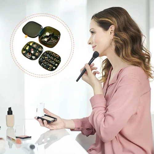 Miniatura 2 de ikasus Caja de almacenamiento de joyas para pendientes para mujer, almacenamiento de joyas multicapa, caja transparente simple, duradera, aretes