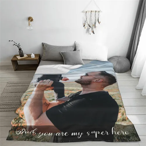 Miniatura 4 de Mantas personalizadas con fotos para mujeres y hombres, regalos de cumpleaños conmemorativos, manta personalizada de franela suave con mis propias