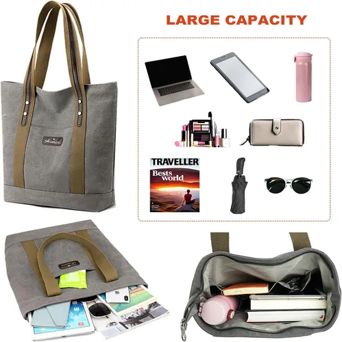 Miniatura 4 de Bolso de mano para mujer, bolso grande de compras con bolsillo