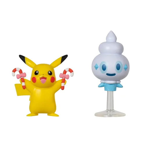 Miniatura 2 de Pokémon PKW3028 - Juego de figuras oficiales de Pikachu y Gelatini de invierno