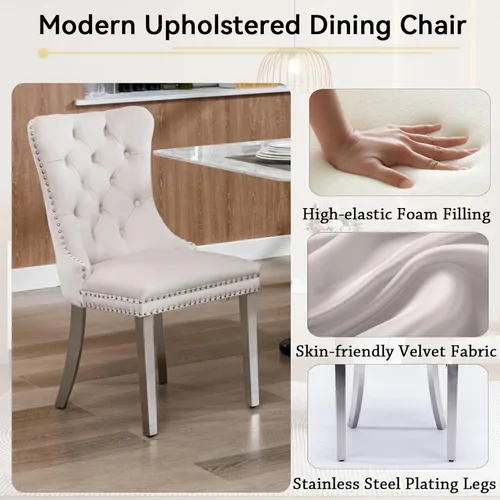 Miniatura 6 de Henf Juego de mesa de comedor extensible de 7 piezas para 6, 160 cm-200 cm Mesa de cocina extensible de grano de mármol blanco con 6 sillas Blanco