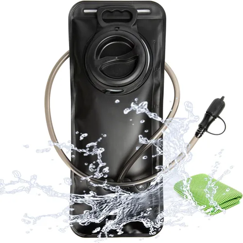 J.CARP Depósito de agua a prueba de fugas de 2 litros, bolsa de agua de repuesto para ciclismo, senderismo, camping, caza, correr, color negro