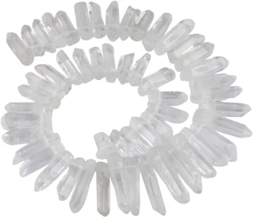 Miniatura 25 de SUNYIK Angel Aura Cuarzo con Revestimiento de Titanio Puntas de Cristal Palos Rugosos de Cuarzo Picos Cuentas de Punta Hebra de 15 Pulgadas Perforada