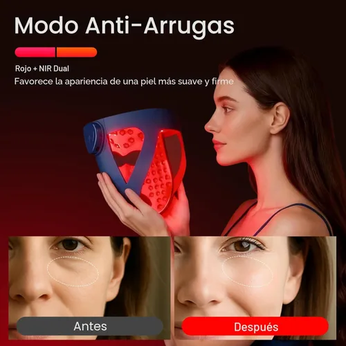 Miniatura 4 de INIA Glow 4D - Máscara de terapia de luz roja inalámbrica para cara, NIR dual, 320 LED, 4 modos, refrigeración debajo de los ojos, máscara facial