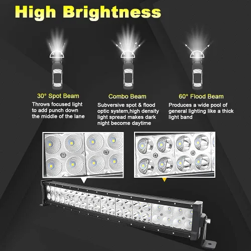 Miniatura 4 de Willpower Barras de luz LED curvadas de 22 pulgadas, 120 W, combo de inundación puntal, barra LED delgada con arnés de cableado, luces LED