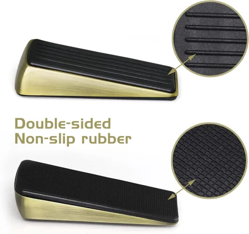 Miniatura 8 de Paquete de 2 topes de puerta resistentes para la parte inferior de la puerta, aleación de zinc sólida y goma antideslizantes para alfombras, Negro