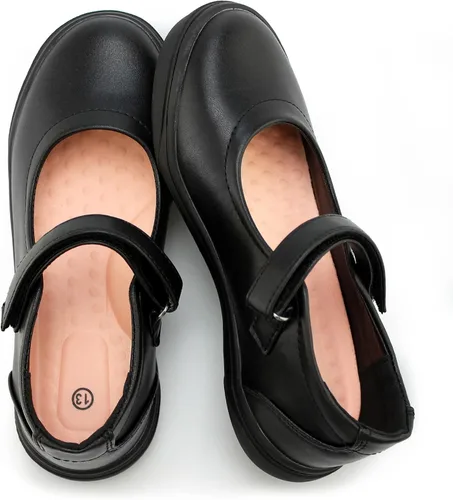 Tobfis Zapatos planos Mary Jane para niña, ligeros, de uniforme escolar, color negro, zapatos de vestir (niñoniño pequeñoniño grandejuvenil)