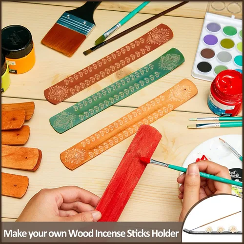 Miniatura 6 de Cunhill 12 piezas hechas a mano de madera para incienso, quemador de incienso de madera, bandejas para cenizas, accesorios para el hogar, accesorios