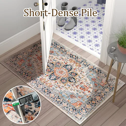 Miniatura 2 de VK VK·LIVING Tapete para la entrada de 2 x 3 pies, pequeño, bohemio, para baño, respaldo antideslizante, felpudo, de interior, puerta delantera
