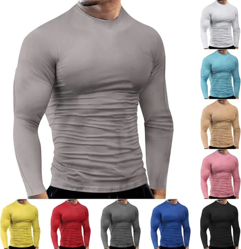 Miniatura 79 de Camisas de compresión atléticas de manga larga para hombre, capa base, camisa de entrenamiento atlético, camisas de compresión, camisetas deportivas
