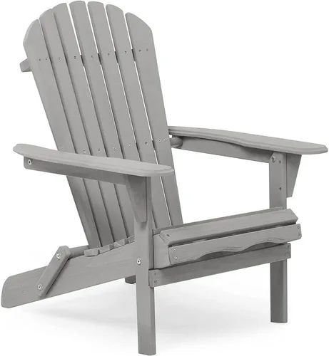 Miniatura 2 de Solid Wood Folding Adirondack Chair for Outdoor Patio Garden Deck Lounge - Comfortable Wooden Lawn Chair with Wide Armrests