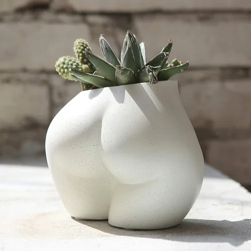 Miniatura 10 de FROZZUR - Maceta con forma de cuerpo femenino, jarrón con trasero, maceta de flores femenina, maceta moderna de resina estilo bohemio, color blanco