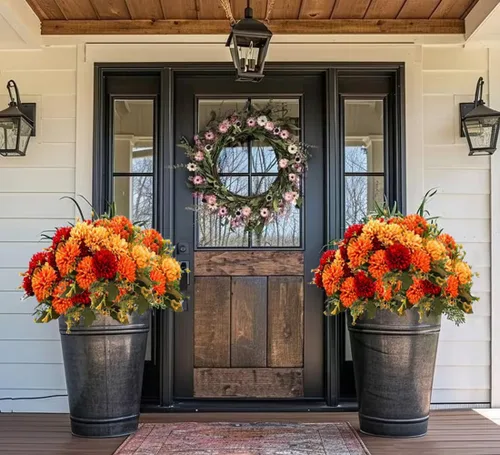 Miniatura 2 de AMZALI 12 piezas de flores artificiales de imitación para mamás, flores de color naranja quemado, surtido de flores falsas de seda para mamás