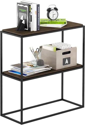 Miniatura 196 de Furinno Turn-N-Tube - Estantería de exhibición multiuso, de 4 niveles, con tubos clásicos, color nogal de Columbia y negro Columbia Nogal/Negro