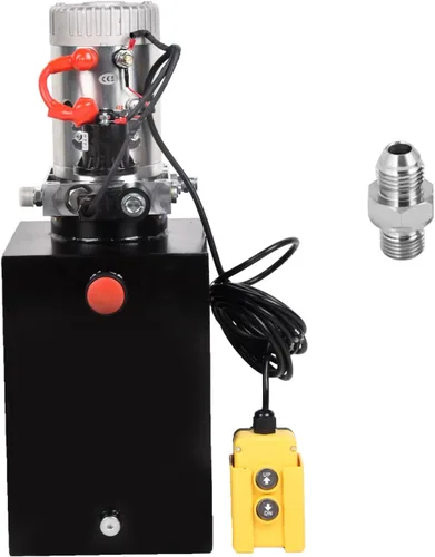 Unidad de potencia hidráulica de 13 cuartos de galón de 12 V DC Bomba hidráulica de efecto único depósito de metal Bomba de remolque para remolque