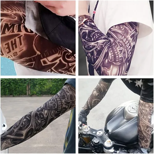Miniatura 6 de Mangas de tatuaje temporales falsas para hombres y mujeres, mangas de protección solar para brazos (juego oscuro unisex, paquete de 6)