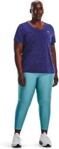 Miniatura 6 de Under Armour - Camiseta Tech de manga corta y cuello en V para mujer, jaspeada