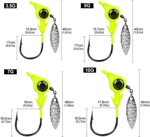 Miniatura 5 de Ganchos de cabeza de plantilla ponderados con cuchillas giratorias Swimbaits - Ganchos de manivela para señuelos de pesca suaves Cabeza de pescado