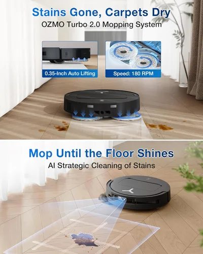 Miniatura 7 de ECOVACS DEEBOT T50 Omni Robot Aspirador y trapeador, 3.19 pulgadas, ultra delgado, succión de 15,000 Pa, ZeroTangle 2.0, limpieza de bordes TruEdge