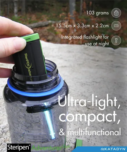 Miniatura 4 de SteriPen Adventurer Opti - Purificador de agua personal UV para camping, mochileros, preparación para emergencias y viajes, negro/verde, pequeño