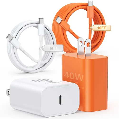 Miniatura 10 de Fashia Cargador rápido para iPhone, cable Lightning de carga rápida de 10 pies, para iPhone 14, 13, 12 Pro Max, carga rápida con bloque de cargador