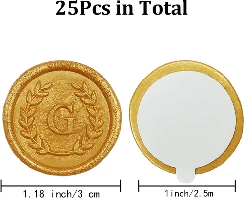 Miniatura 2 de 25 calcomanías adhesivas de cera con letra G doradas, hechas a mano, sin necesidad de sellar, rasgar y usar calcomanías de cera para invitaciones