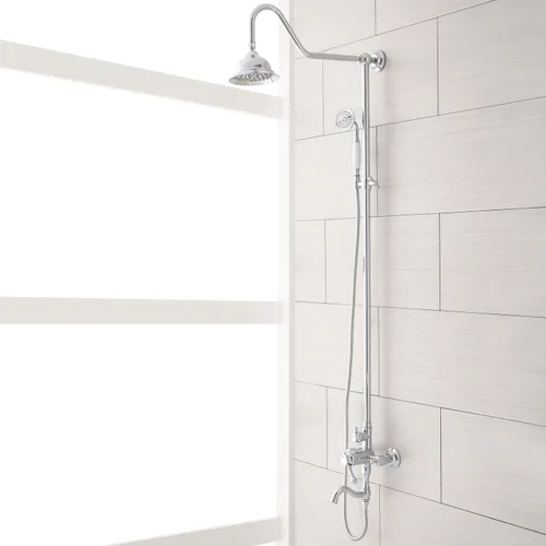 Miniatura 10 de Signature Hardware 429526 Dolwick - Sistema de ducha expuesto con cabezal de ducha de lluvia, ducha de mano y manguera, incluido en bruto