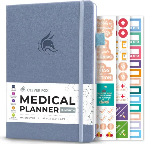 Miniatura 7 de Clever Fox - Planificador médico compacto A5 de 12 meses – Cuaderno médico, diario de salud, diario de bienestar para el seguimiento de la salud