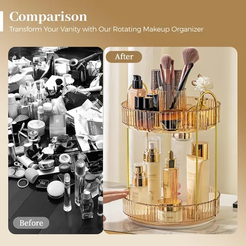 Miniatura 4 de Aveniee Organizador de maquillaje giratorio de 360 grados para tocador, organizadores de baño mejorados para perfume y cuidado de la piel