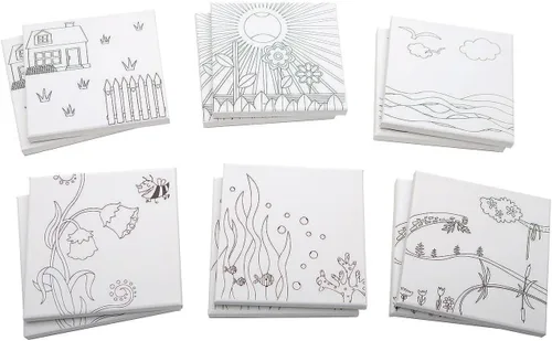 Miniatura 5 de S & S Worldwide Paint-Your-Own - Juego de lienzos de diseño I, 2 de cada uno de 6 diseños preimpresos, ideal para niños y adultos, listo