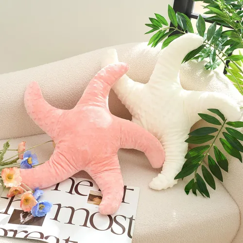 Miniatura 7 de Tatuo 2 almohadas de playa bonitas con forma de pez de estrella de mar de 22 pulgadas, almohadas de felpa con forma de estrella de playa, decoración