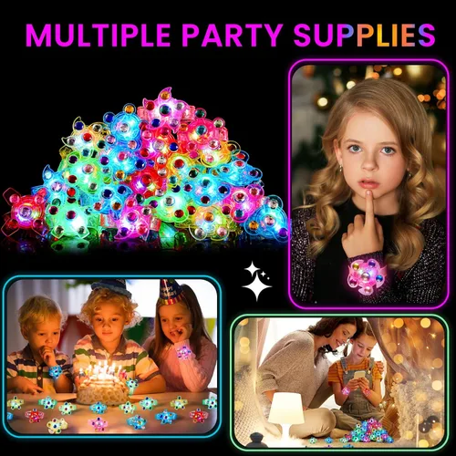 Miniatura 6 de SCIONE Paquete de 8 Pulseras Giratorias Fidget con Luz LED, Suministros de Fiesta que Brillan en la Oscuridad, Artículos de Fiesta de Halloween