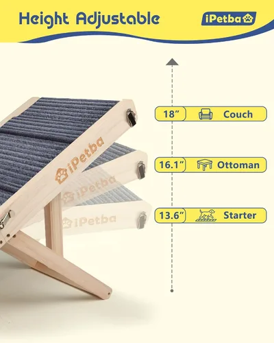 Miniatura 7 de Rampa para perros mejorada 2026 para cama con plataforma, apta para articulaciones, extra ancha y larga, antideslizante, resistente, hasta 200 libras