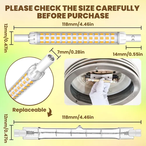 Miniatura 2 de Bonlux R7S J118 - Bombilla LED de 4.646 in, 10 W, tipo T3 J, lineal de doble extremo, no regulable, lámpara de pie LED R7S blanco cálido 3000K