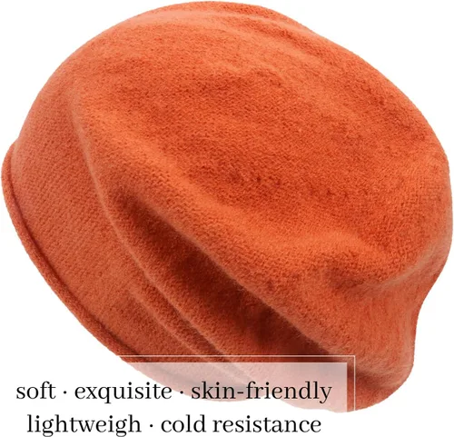 Miniatura 4 de DANMY Gorro de punto holgado de cachemira para mujer, gorro de lana suave y cálida para invierno