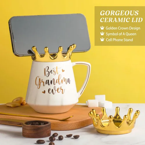 Miniatura 7 de Regalos para abuela Regalos de Navidad para abuela de nietos nietas, la mejor abuela de siempre Taza de café cerámica de abuela Taza de té de 12