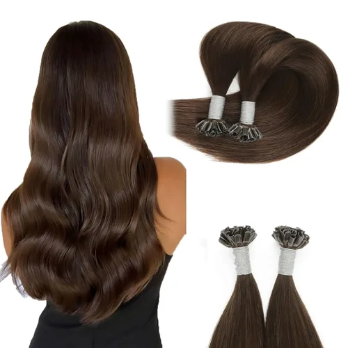 Miniatura 40 de ABH AMAZINGBEAUTY HAIR Extensiones de cabello rizado liso para mujeres negras con punta en I, cabello humano, punta en I, Remy, 50 mechones, punta