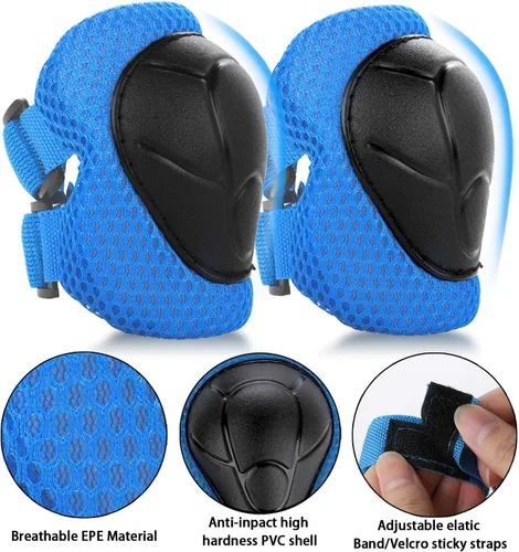 Miniatura 6 de WayEee Juego de 6 piezas de equipo de protección para niños, rodilleras para niños de 3 a 14 años, rodilleras y coderas para niños pequeños, juego