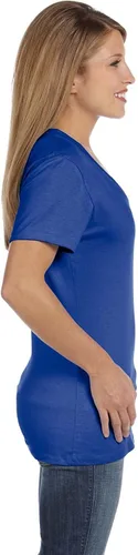 Miniatura 3 de Hanes Camiseta de algodón con cuello en V para mujer talla M color real profundo azul Deep Royal Blue M