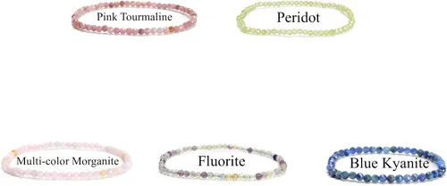 Miniatura 4 de JM Design 02-Peridot Peridot Cuentas Redondas Cuentas Pulsera 0.079 in 7.5'' Longitud